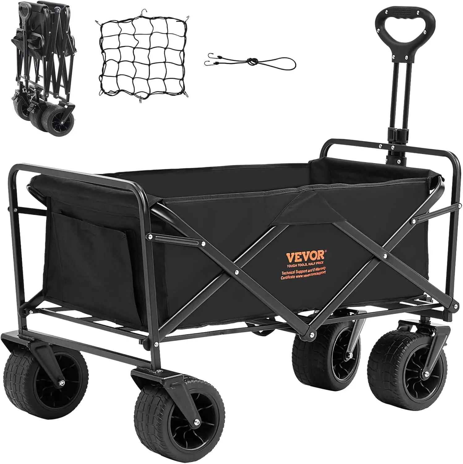

350lbs Heavy Duty Foldable Wagon Cart with All Terrain Wheels, Portable Utility Beach Grocery Camping Cart