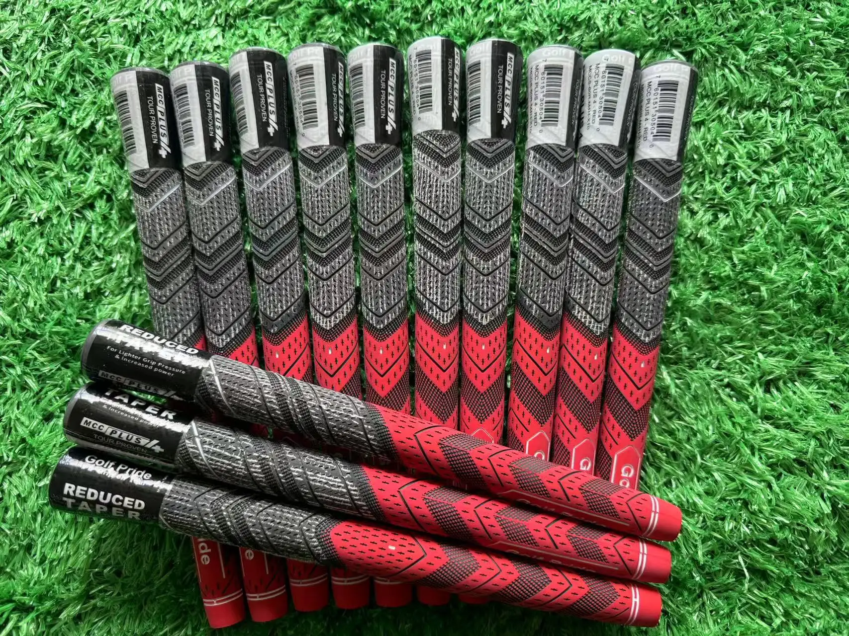 GP Golf Grips Plus4 Rubber CottonYarn 60R Standard/Midsize Irons/Woods Universal Golf Club Grip Red/Grey/Blue