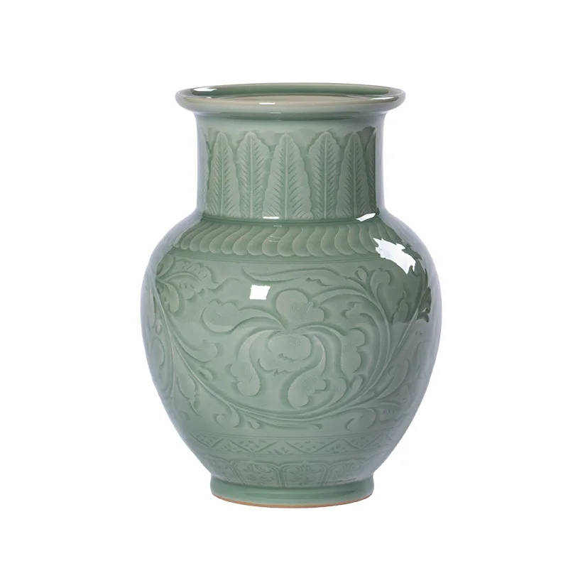 

Large retro handmade vase, ceramic living room flower arrangement, high-end porcelain vase.