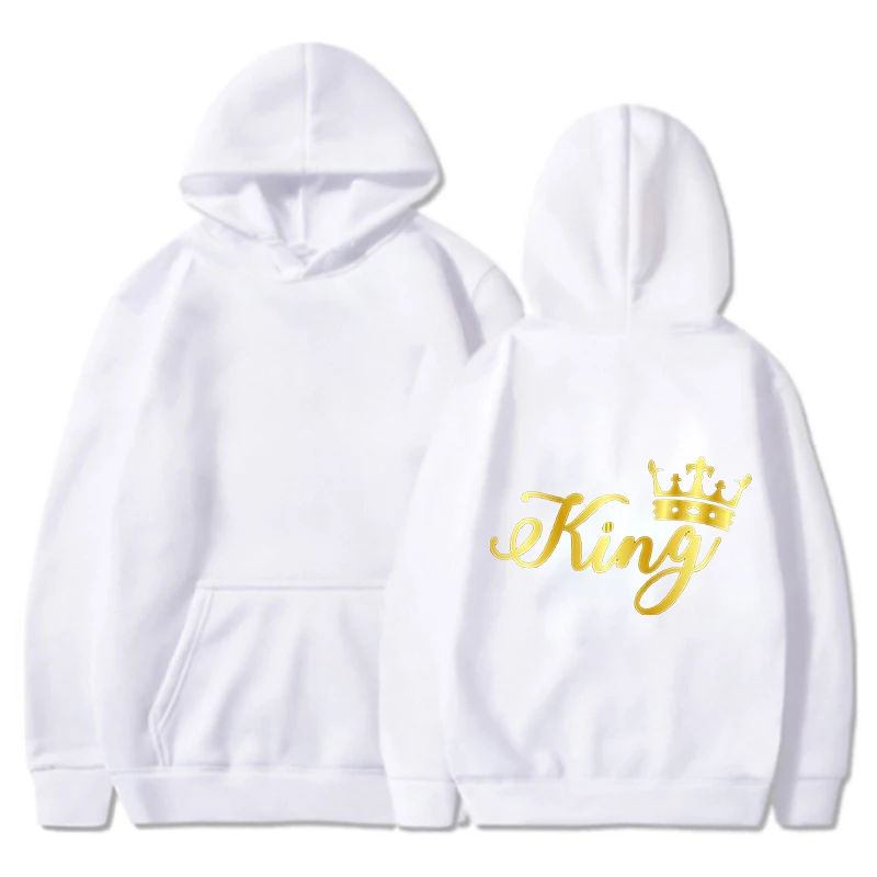 New King Queen Hoodies Pullover Unisex Couples Hooded Sweatshirt Harajuku Streetswear Long Sleeve Valentine's Day Hoodie