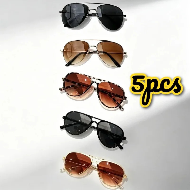 5‑Pack Unisex Retro Oversized Glasses, Classic Double‑Bridge Frames, Vintage Fashion Accessory