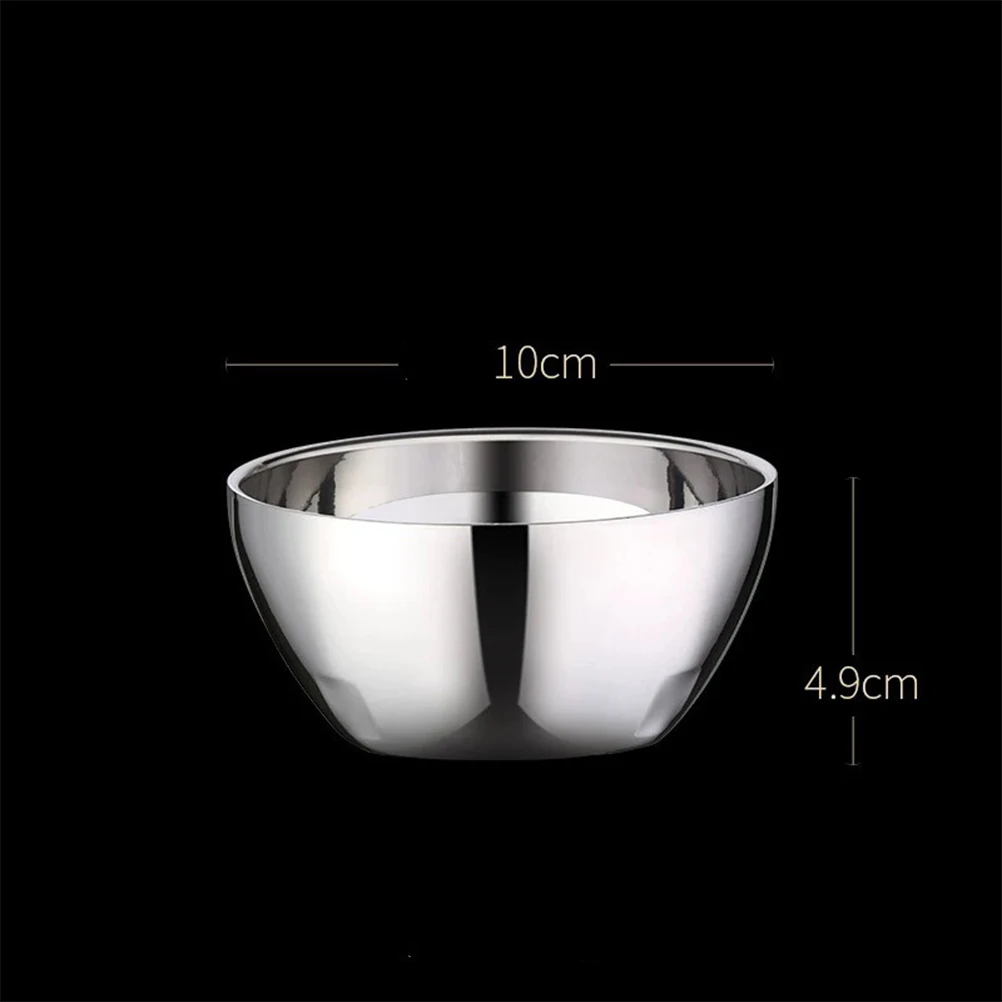 

Stainless Steel Double Layer Insulated Bowl 245ml 10cm Drop-Proof Children Utensils Household Metal Snack Soup Rice Bowl