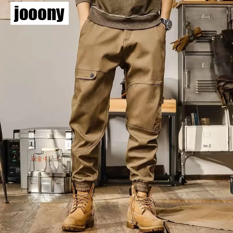 

Men Spring Autumn Retro Y2K Aesthetics Casual Pants Military Tactical Joggers Cotton City Cargo Multi-Pocket Fashions Trousers