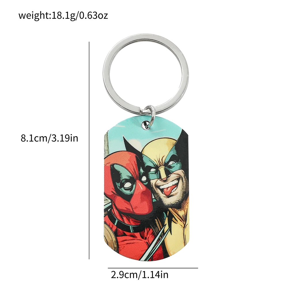 Disney Marvel Superhero Deadpool & Wolverine keychain Stainless Steel Pendant Keyring Cosplay Jewelry Accessory Gifts