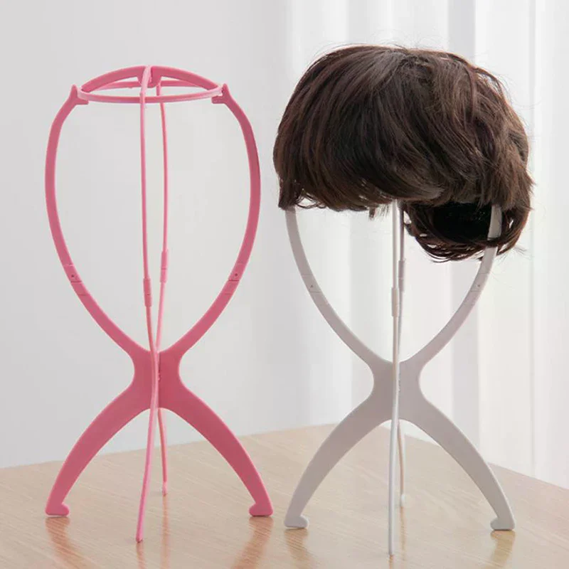 Plastic Wig Stand Portable Wig Head Holder Black Pink Durable Wig Hanger Display Stand Hair Wig Accessories Salon Styling Tools