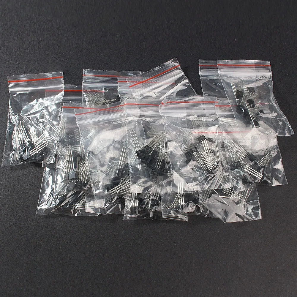 170pcs Transistor Assorted Kit 17Values  S9012 S9013 2N2222 S9015 S9018 A1015 C1815 A42 A92 2N5401 2N5551 A733 C945 S8050 S8550