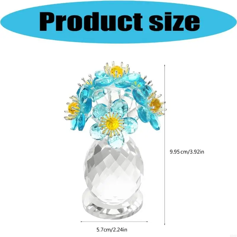 1 Stück Kristallblume mit 6 Stielen, handgefertigt, Pflanzenkreation, Muttertagsgeschenk für Wohnzimmer, Tischdekoration, B03E – Detail 6