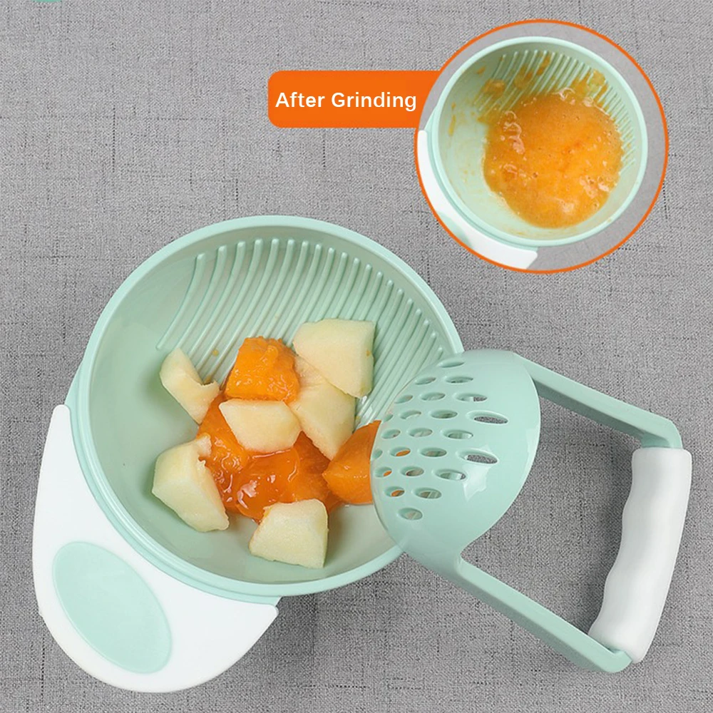 Infant Food Processor Bowl - 3-in-1 Manual Masher, Strainer & Grinder Set, Perfect for First Solid Food Preparation
