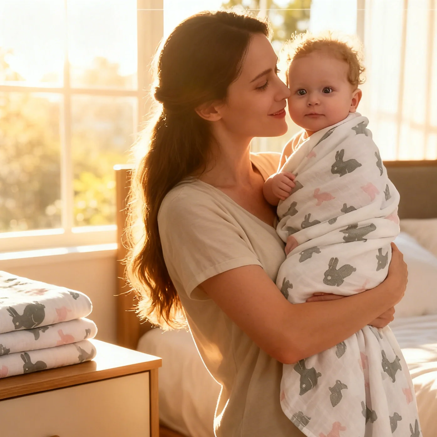 

Translation 120x120cm Bamboo Cotton Baby Swaddles Soft Newborn Wrap Blankets Baby Muslin Swaddle Blanket Swaddle Blanket