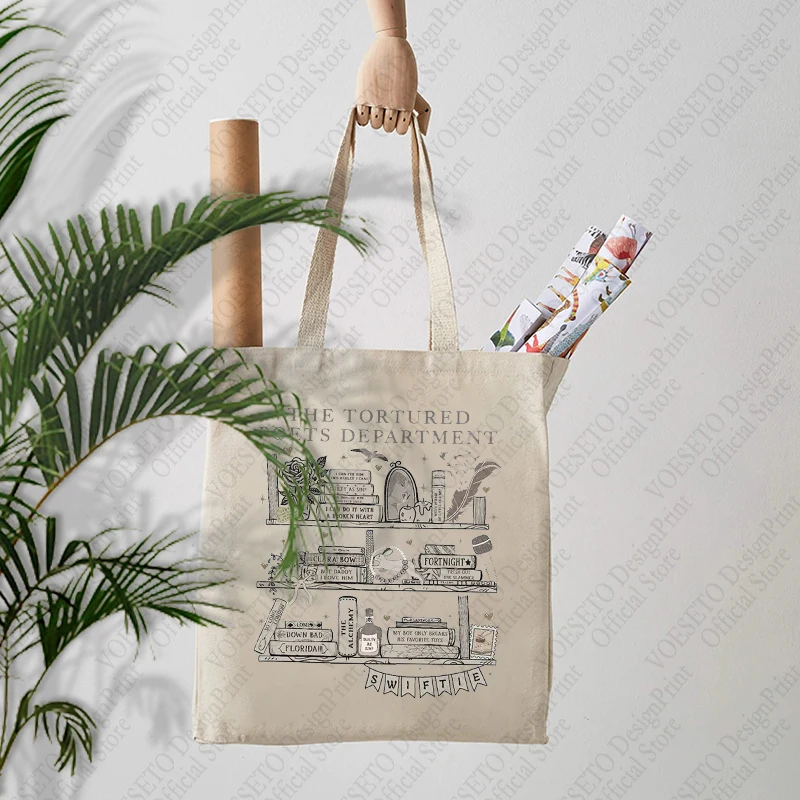 1 pc TTPD New Album The Tortured Poets Department patternTote Bag Canvas Shoulder Bag For Travel Daily
