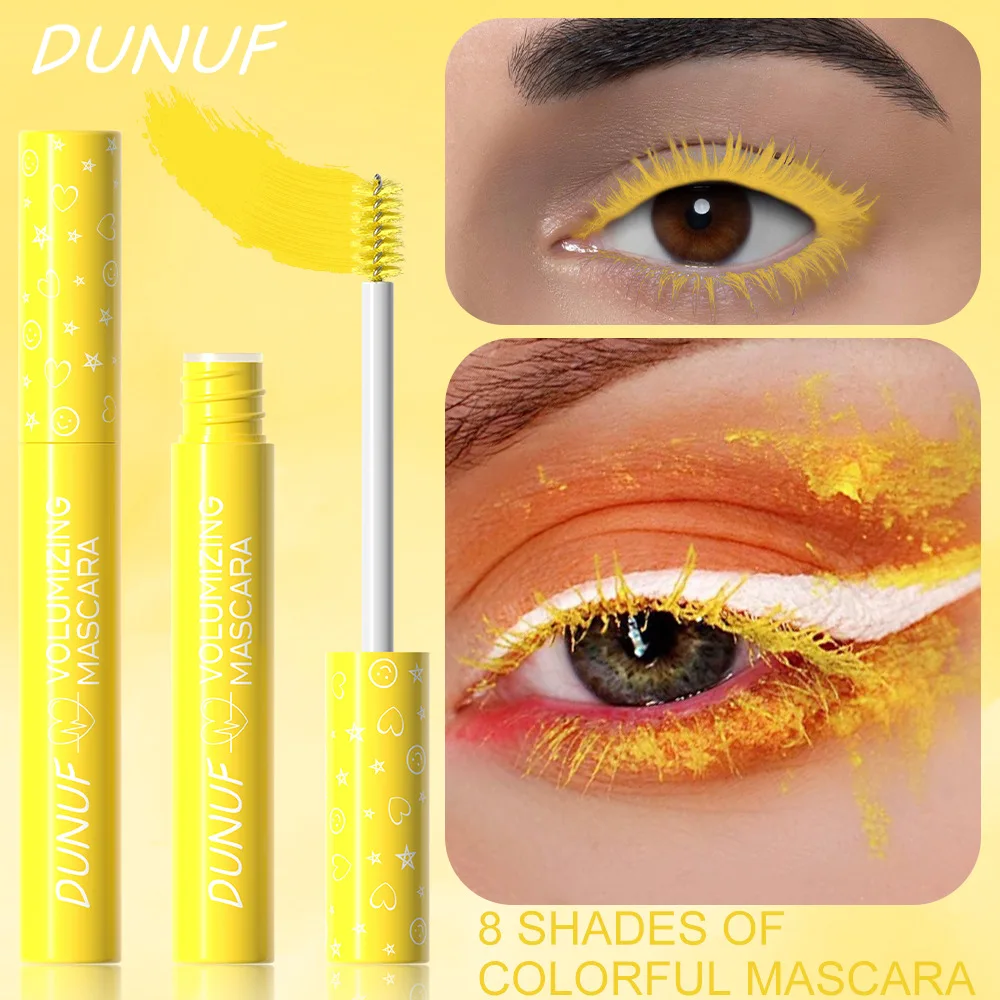 ماسكارا مجعدة ونحيلة صفراء مقاومة للماء ، ليس من السهل تلطيخها ، رأس فرشاة ناعم محمول ، مكياج للعطلات #3