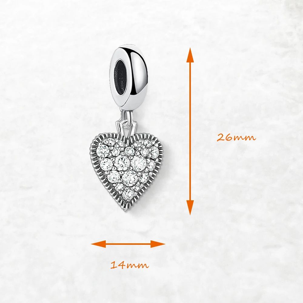Herzanhänger, baumelnder Charm für Schmuckherstellung, Vintage 925 Sterling Silber, Geschenk für Frauen – Detail 4