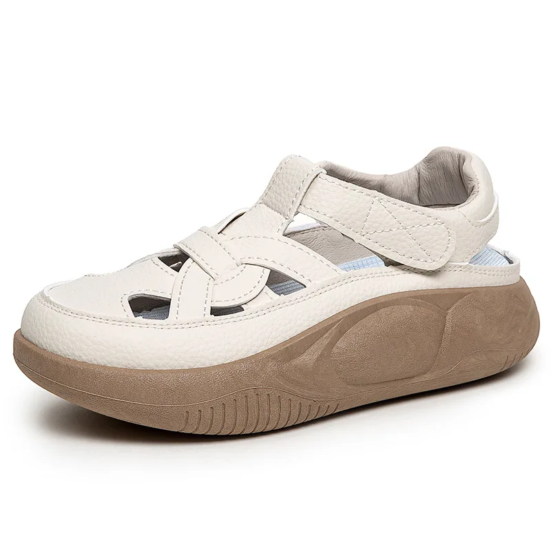 

3CM Fashion Mixed Colors Pu Leather Sandals Women New Summer Slingback Shoes Soft Sole Outside Casual Flat Sandals Female