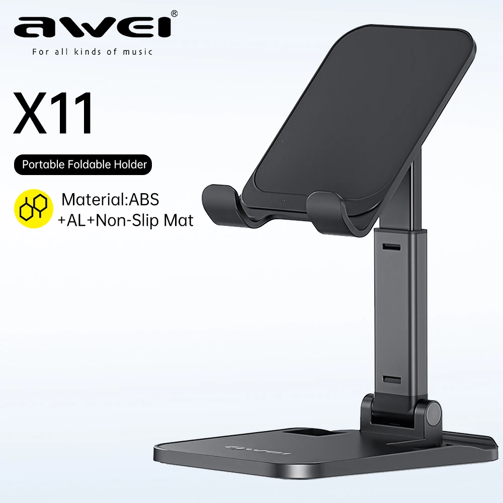 

Awei X11 Portable Foldable Holder For Smart Phone Tablet Telescopic Desktop Stand Holder Universal Mobile Phone Metal Support