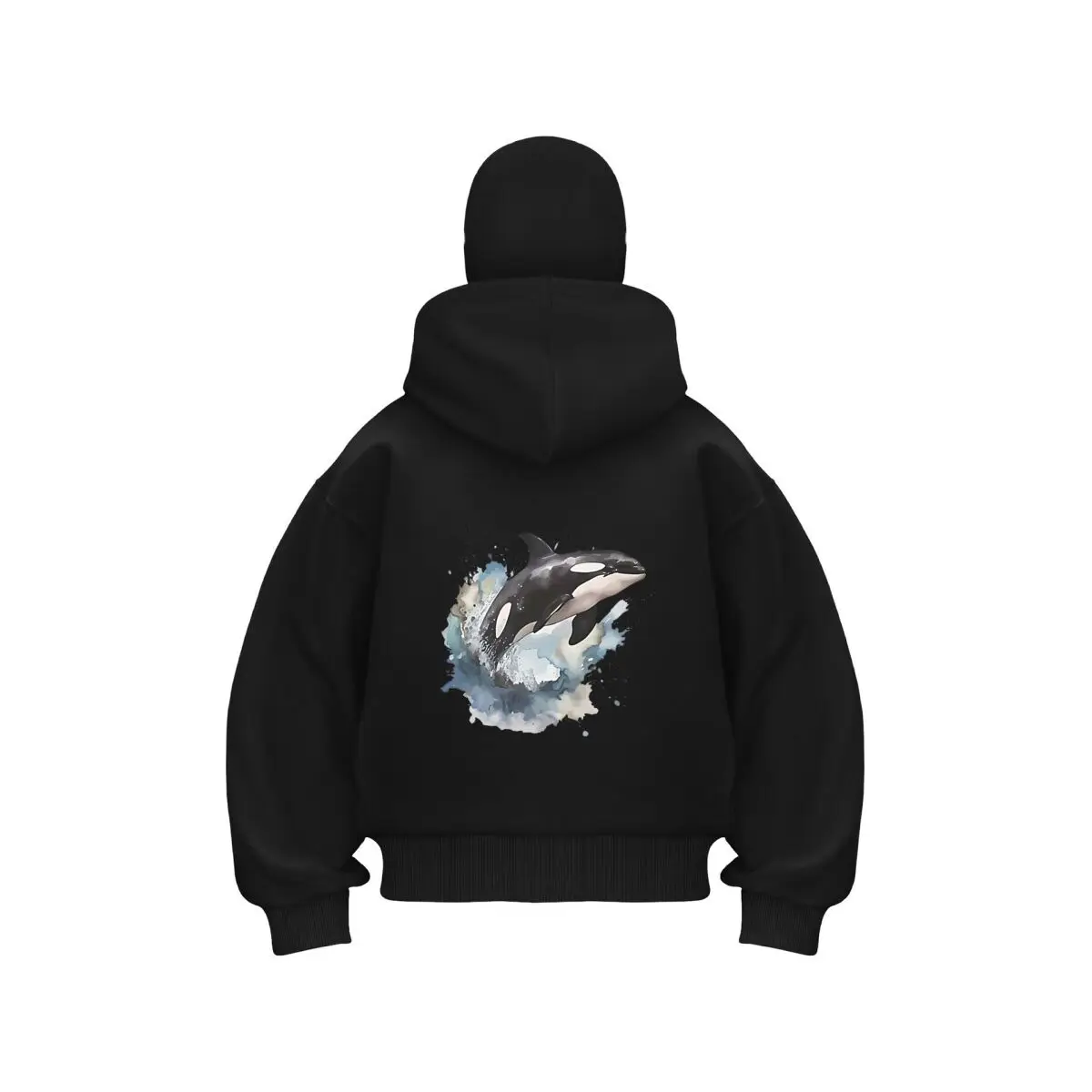 

Orca Whale Splashing Art двойной капюшон Балаклава мужская толстовка на молнии зимняя теплая