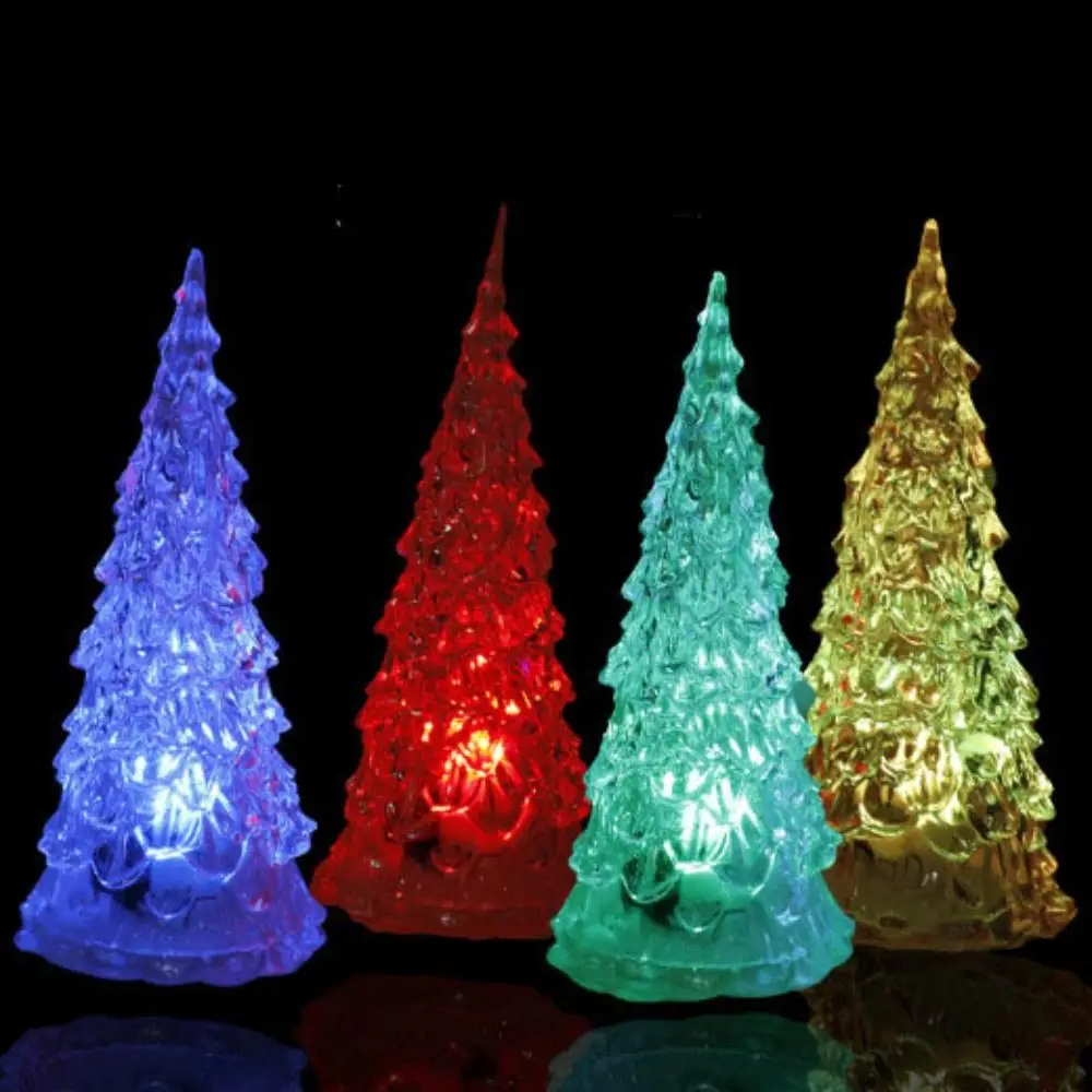 Stall Toy Colorful Light Christmas Tree LED Light Flashing Acrylic Night Light Glowing Tabletop Lamp New Year