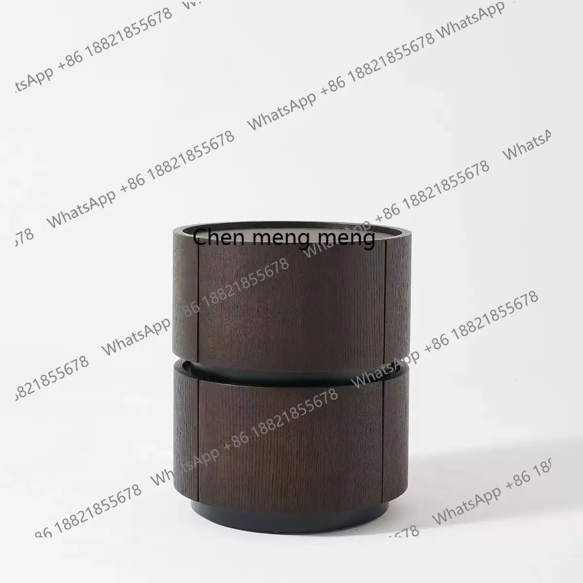 

Solid wood bedside table Small modern round saddle leather High-end bedside table Bedroom storage