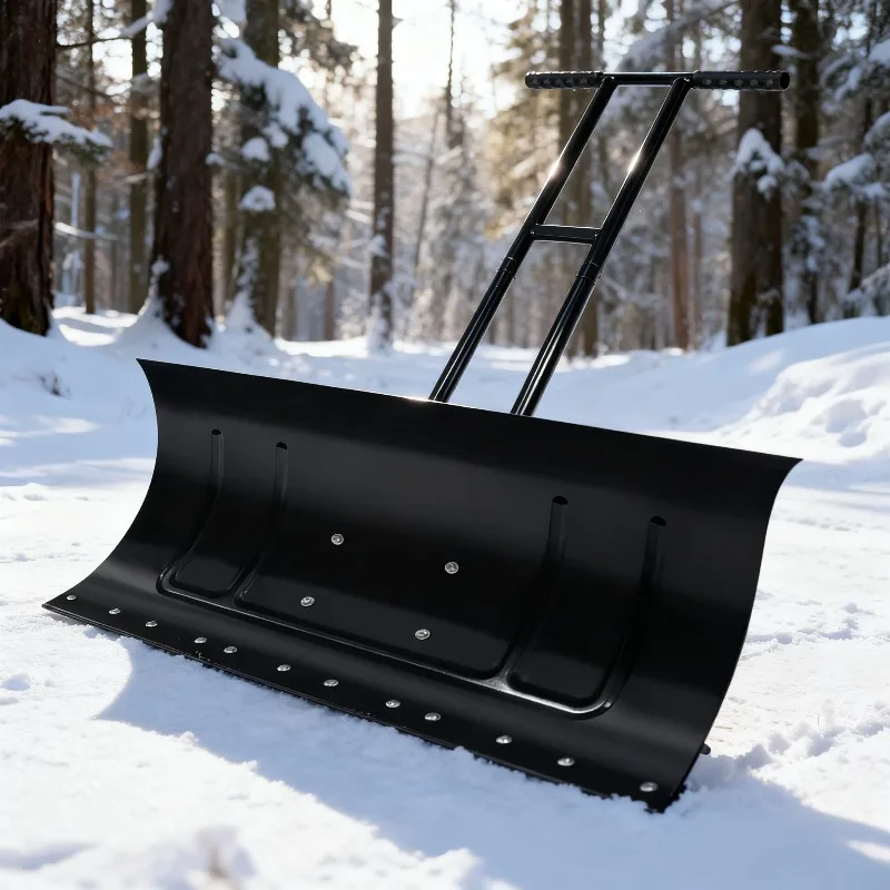 Heavy Duty Wheeled Snow Plow, Large Blade Winter Snow Remover Machine for Yard Road Outdoor Snow Clearing Work