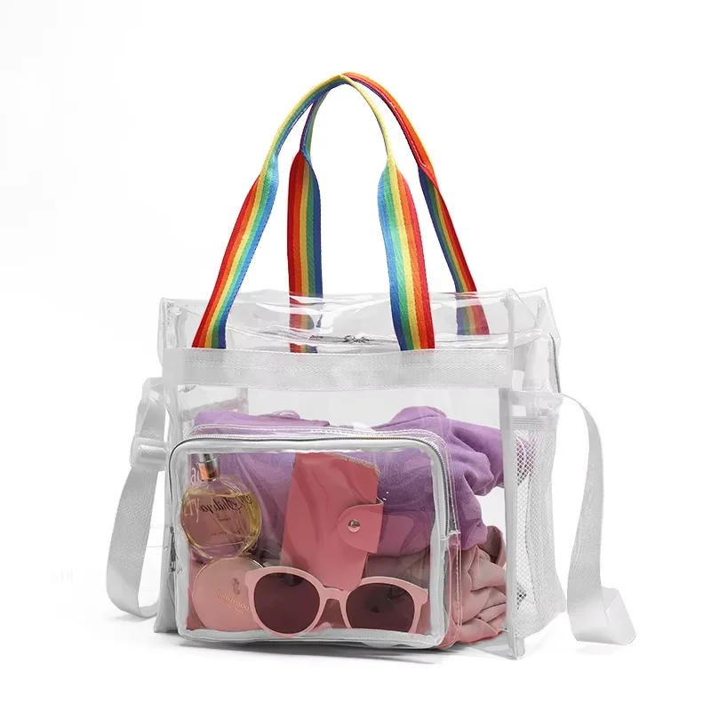 

Прозрачная сумка с застежкой-молнией, может быть через плечо, может быть портативной, подходит для работы, путешествий, фестивалей, спорта и других сцен