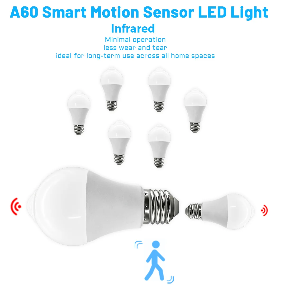 

2PCS LED PIR Motion Sensor Bulb AC100-240V Bulbs E27 10W 3000K 4000K 6500K Auto ON OFF for Outdoor Parking Lighting