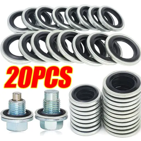 10/20pcs Auto Tappo di Scarico Olio Guarnizione M12 M14 Rondella di Tenuta Acciaio Galvanizzato Anello di Gomma Coppa Motore di Tenuta Kit di Manutenzione Auto