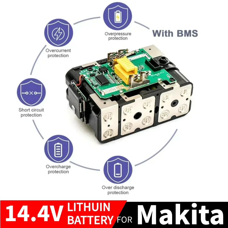 14.4V oryginał dla Makita 6AH akumulator litowo-jonowy bateria do narzędzi Makita 14V elektronarzędzia 5.0Ah baterie BL1460 BL1430 1415 194066-1