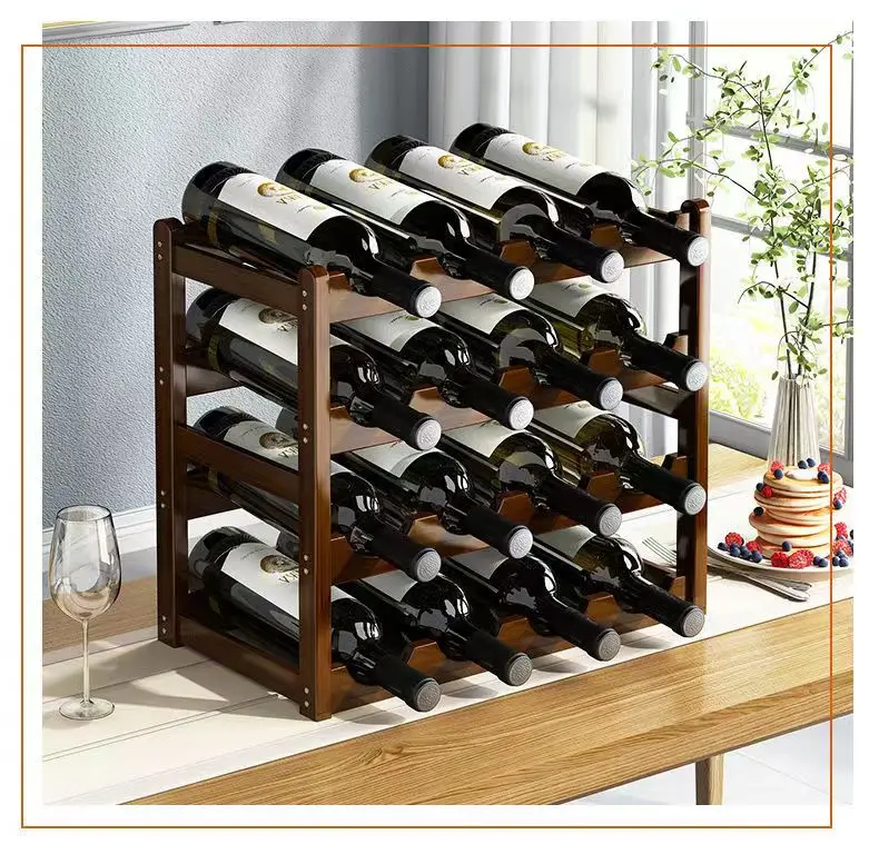 Red Wine Rack Decoration Household Grid Wine Display Rack Table Creative Wine Bottle Rack Simple Wine Cabinet Assemble Storage R