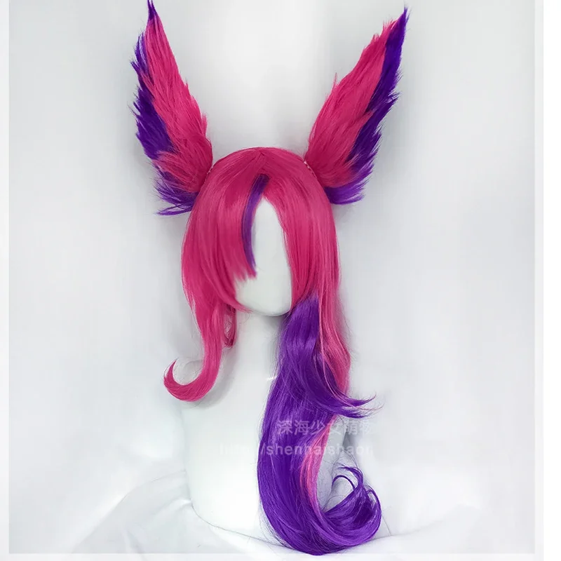 LOL Star Guardian The Rebel Xayah Cosplay Wig Woman Hair Game Cos Wig With Removable Chip Ponytails   Wig Cap