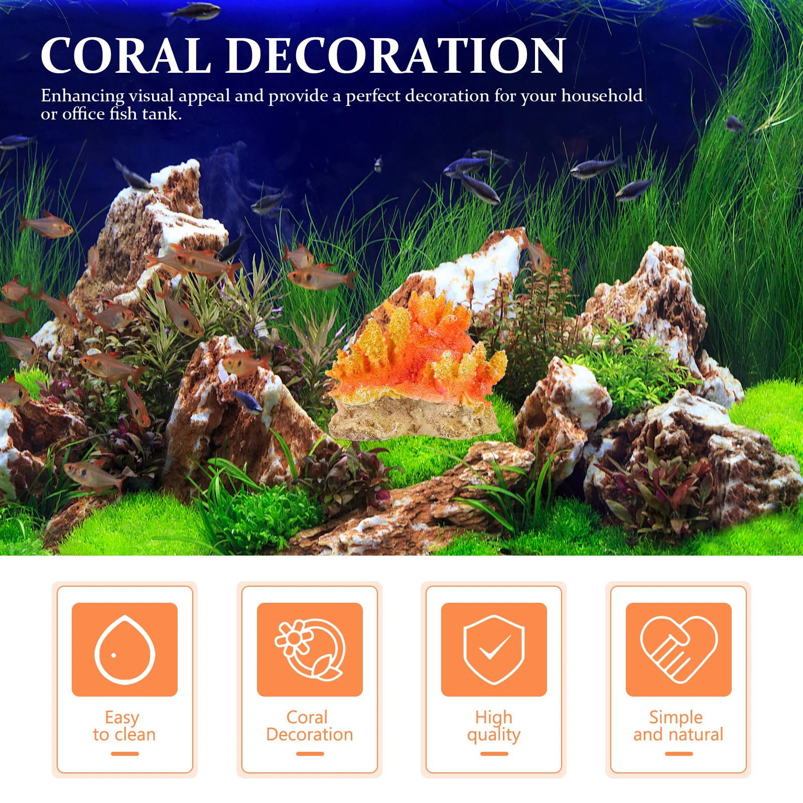 

Artificial Coral Reef Adornment Coral Decor Resin Craft Decoration Fish Tank Decor Enhancing Visual Appeal High-Class Material