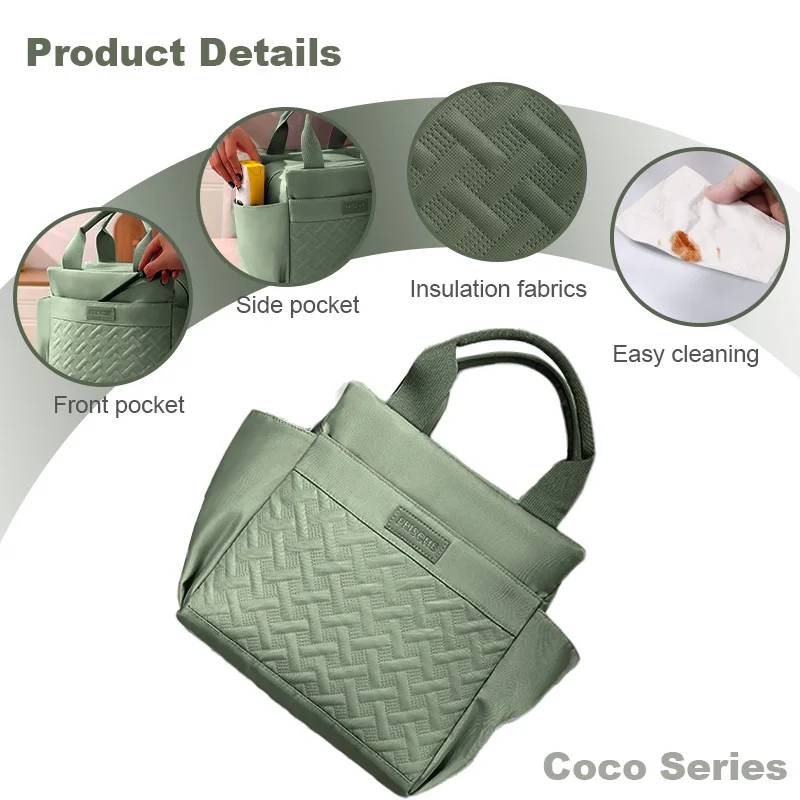 Portable Insulated Lunch Box Open Zipper Lunch Handbag Warm Lunch Storage Bag Adult Work Picnic Hiking Beach Insulated Bag