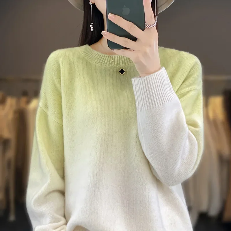 

Tailor Sheep Women's 100% Merino Wool O-Neck Sweater Colored Versatile Knitted Long Sleeve Women's Pullover Sweater New 2023