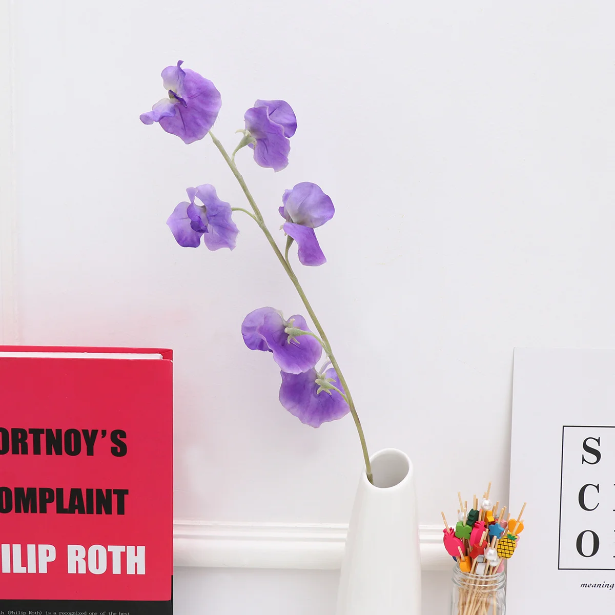 

Simulation Pea Blossom Fake Flower Ornament Purple Handmade Home Wedding Party Decoration Rustic Farmhouse Style Decorative
