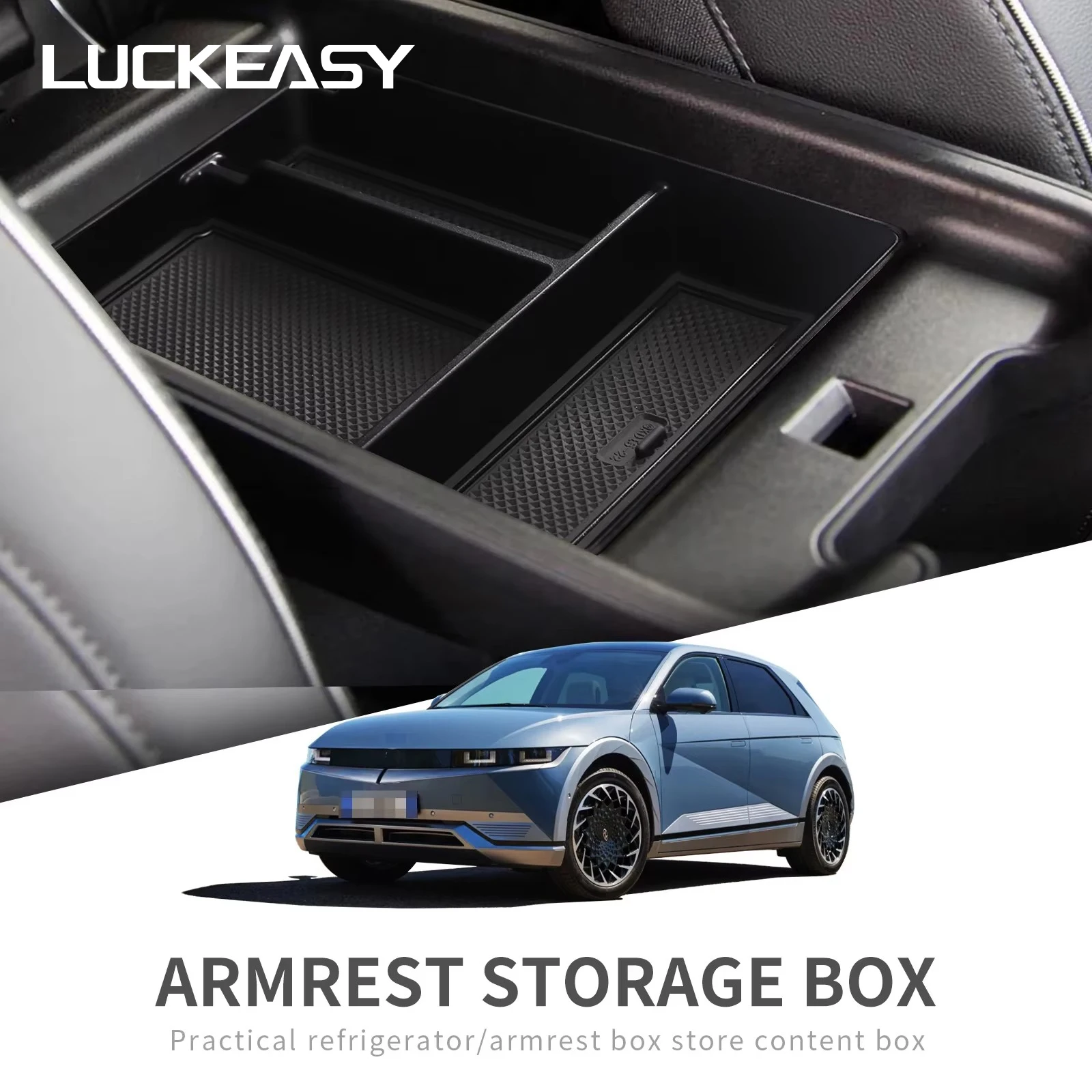 LUCKEASY für Hyundai IONIQ 5 2022-2025 Auto-Armlehnen-Aufbewahrungsbox Mittelkonsolen-Organizer Innenraum-Zubehör