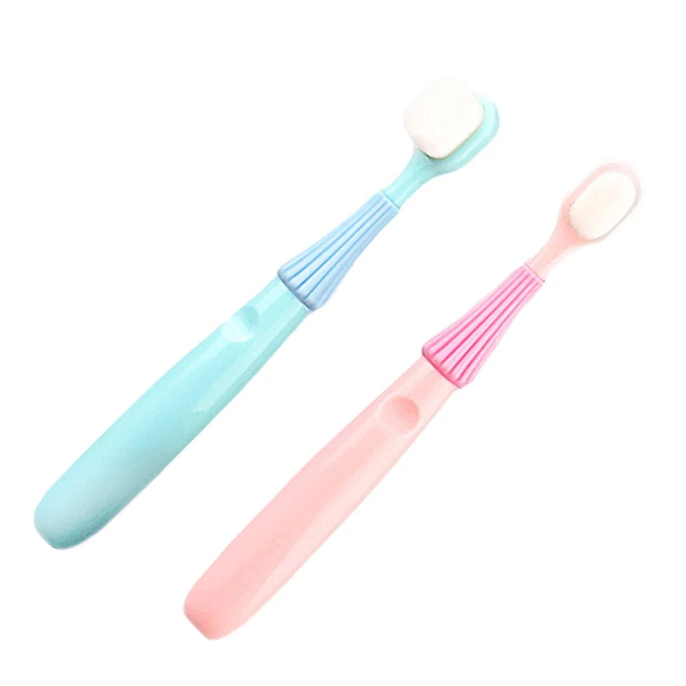 

2 Pcs Children's Toothbrush Cartoon Kid Bristles with Silicone Head Silica Gel Kids Portable Baby