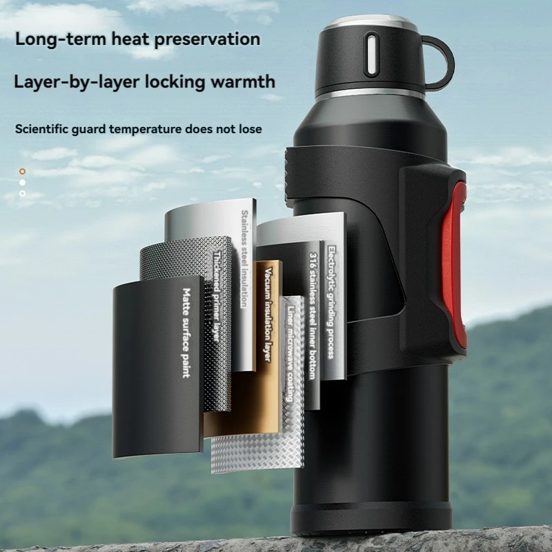 3L/4L Thermos Water Bottle Stainless Steel Bottle Hot Water Bottle Vacuum Flask Drinkware Bottle Insulated Outdoor with Handle