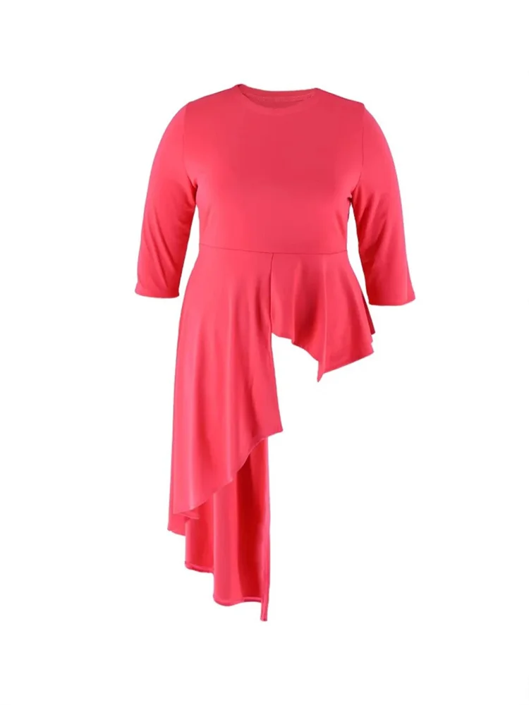 Wmstar 플러스 사이즈 탑 섹시한 블라우스 여성용 하프 슬리브 셔츠 루즈 캐주얼 불규칙한 밑단 의상 도매 Dropshipping L-4XL