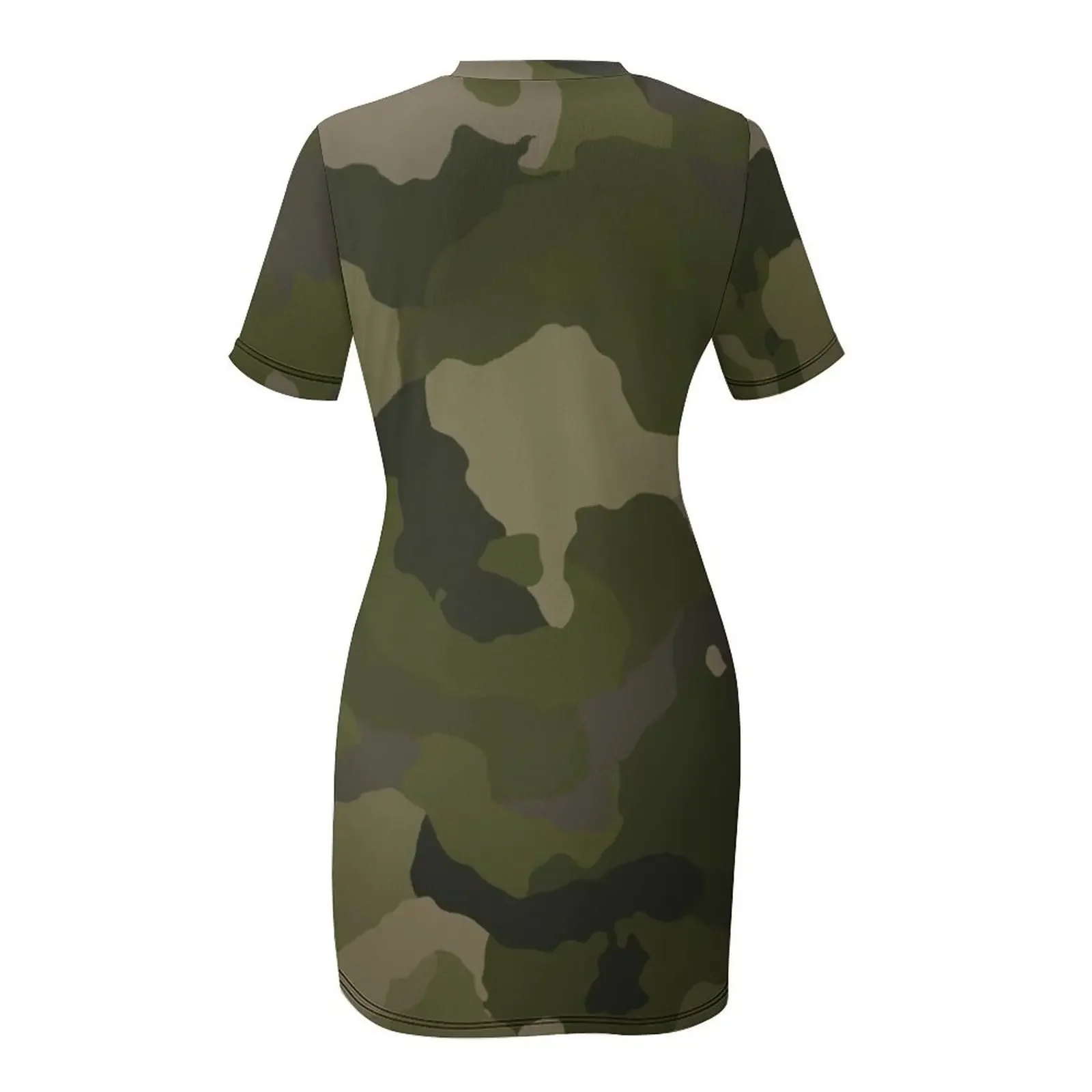 Olive camo vestido de manga curta feminino elegante vestidos soltos verão mulher vestido 2025 roupas femininas vestido