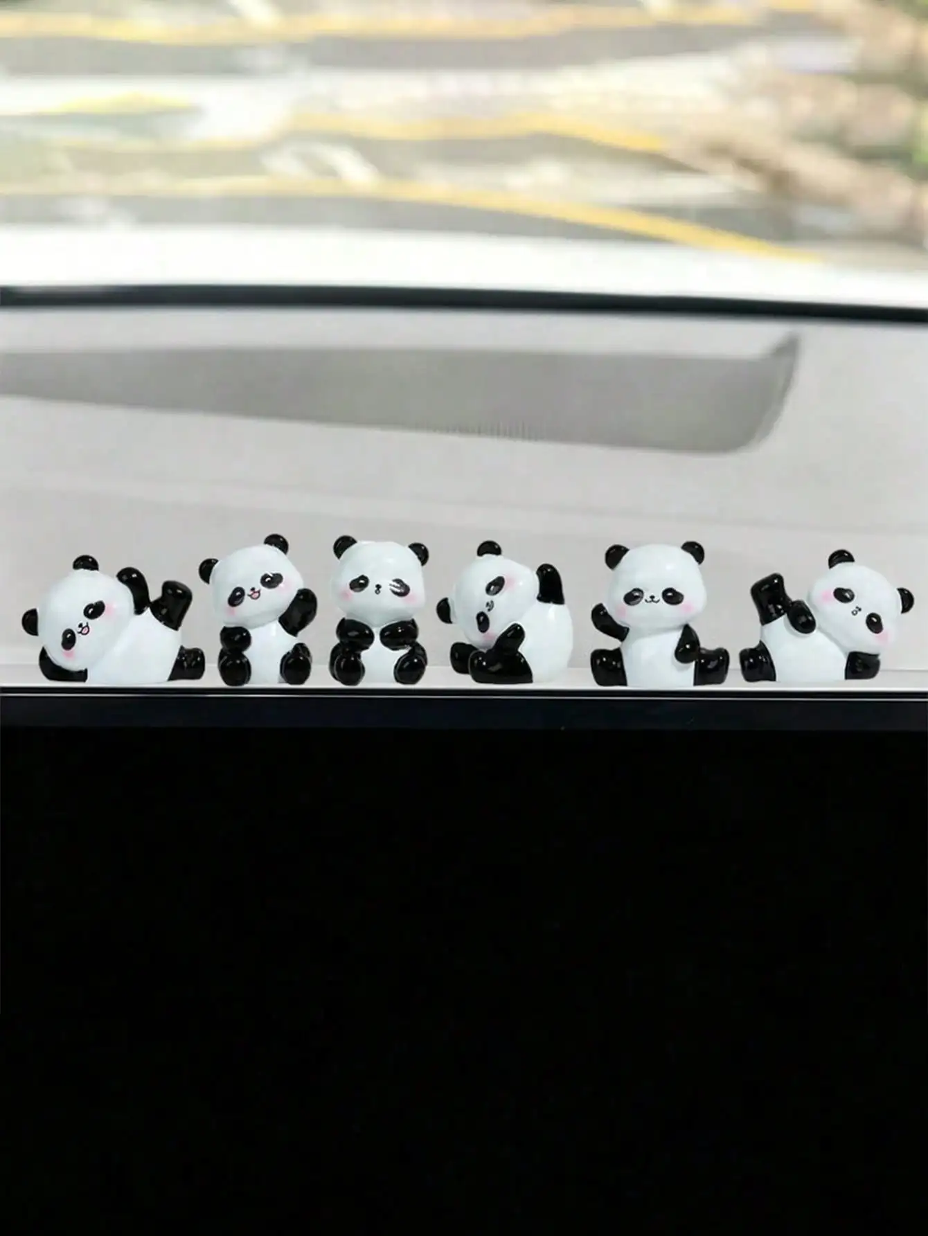 6-Piece Set of Miniature Landscape Creative Cute Panda Car Desktop Ornaments, Interior Dashboard Decoration Mini Accessories, DIY Landscape Decoration Hanging Accessories