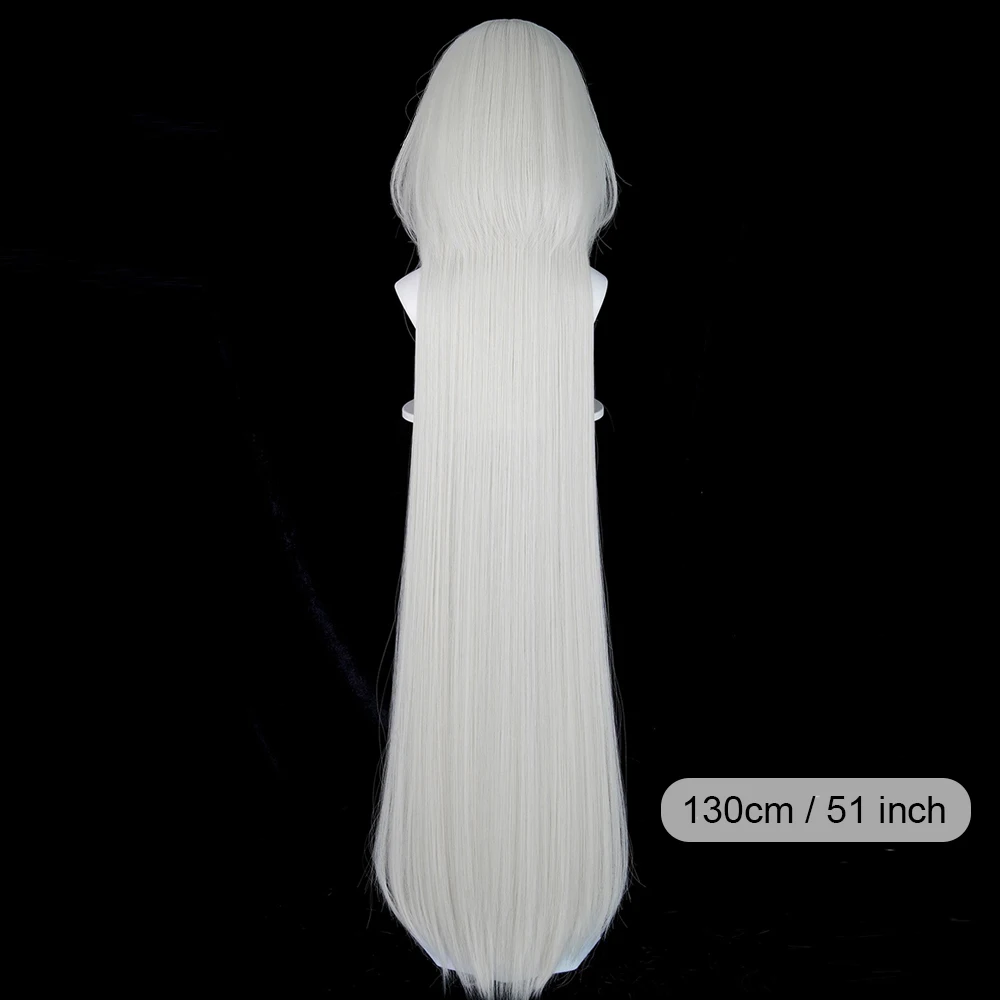 White Green Highlights Synthetic Long Straight Wigs with Bangs Anime Game Cosplay Wig Heat Resistant for Daily Party