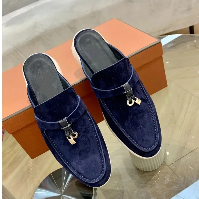 Scarpe vulcanizzate da donna pantofole per donna mocassini Casual con punta tonda scarpe pantofole di marca di lusso di design semplice 2024 nuove