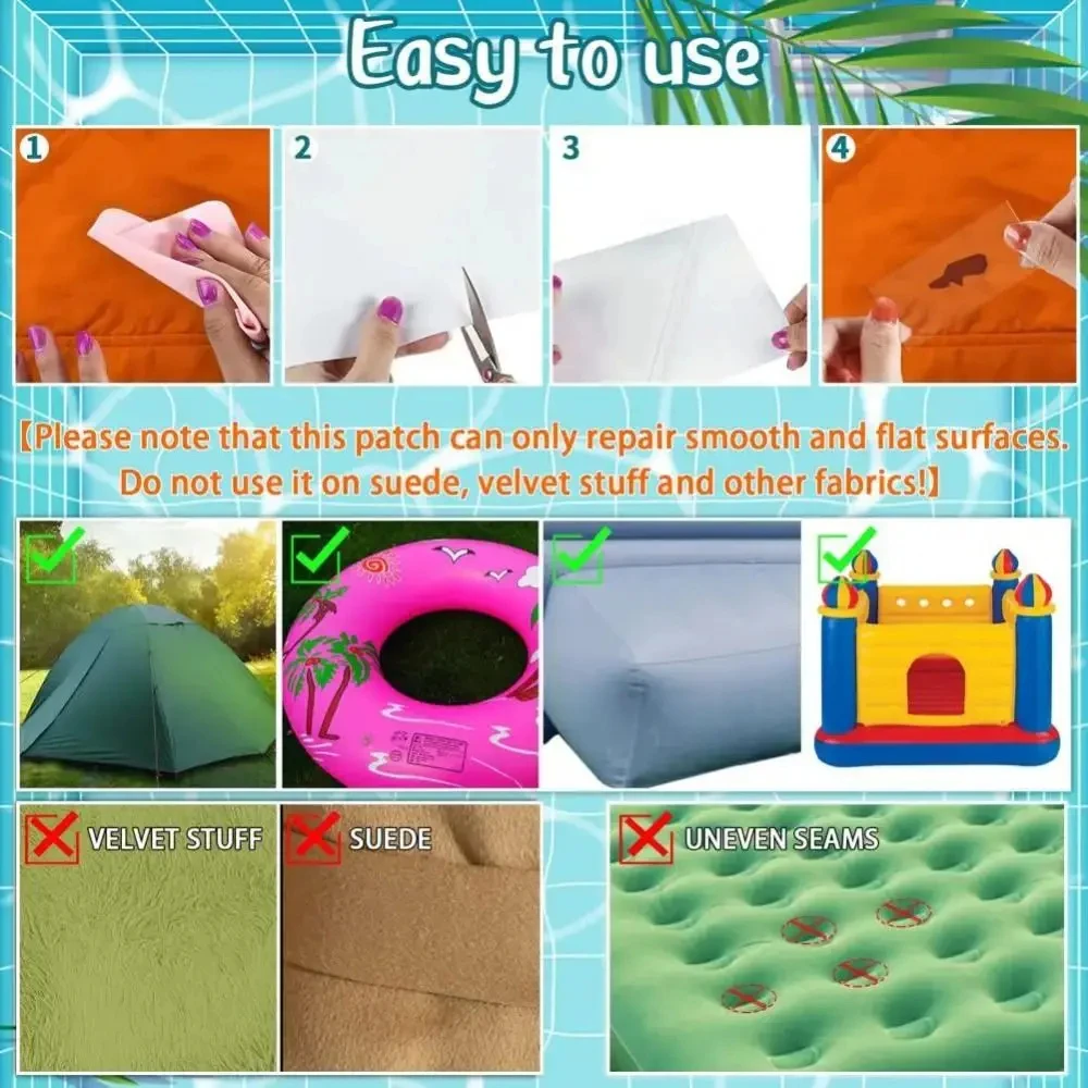 DIZETION 1-Rolle Reparaturflicken-Set, TPU-Klebeband, Reparaturflicken für aufblasbares Spielzeug, Schwimmbad, Schwimmkörper, Zelt, Luftmatratze, Regenmantel – Detail 11