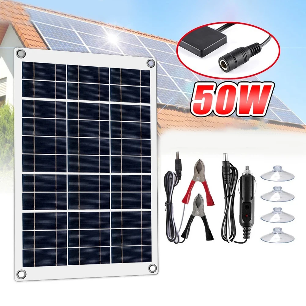 Portable Power Anytime High Efficiency Flexible Solar Panel (50W/18V) Perfect for Camping & Vehicle Battery Maintenance