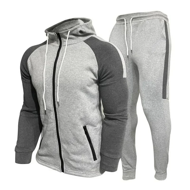 New Men\'s Autumn and Winter Suit Zipper Hoodie + Pants Two-piece Casual Sportswear Men\'s Sportswear Warm Clothing Sports Suit