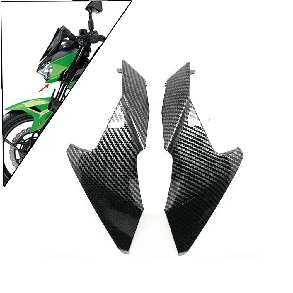 

Carbon Fiber Pattern Motorcycle Side Nose Headlight Paint Cover Trim Fairing For KAWASAKI Z 400 Z400 2018 2019 2020
