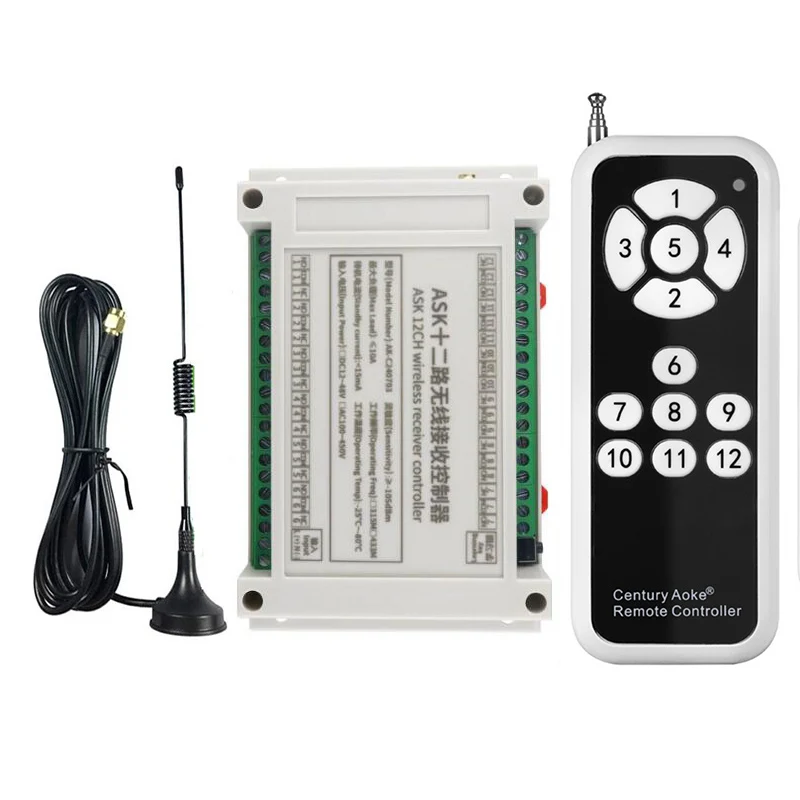 1000m Long Range DC 12V 24V 36V 48V 12 CH 12CH RF Wireless Remote Control Switch System 433 MHz,Transmitter &Receiver