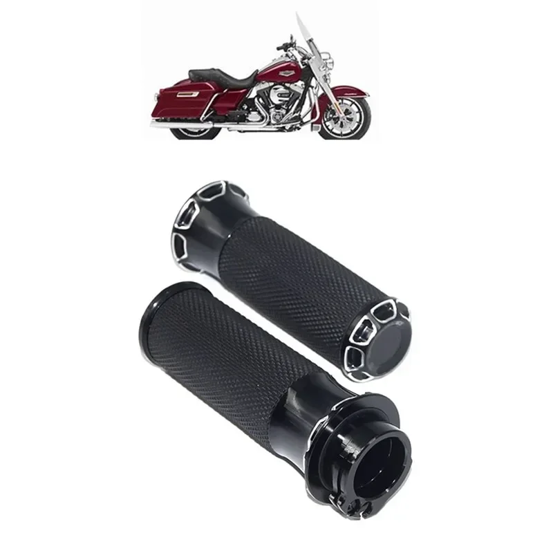 

Grips Black 1" Handle Grips Electronic Cable Model For Harley Touring Road King FLHR Softail Deluxe FLSTN Breakout FXSB