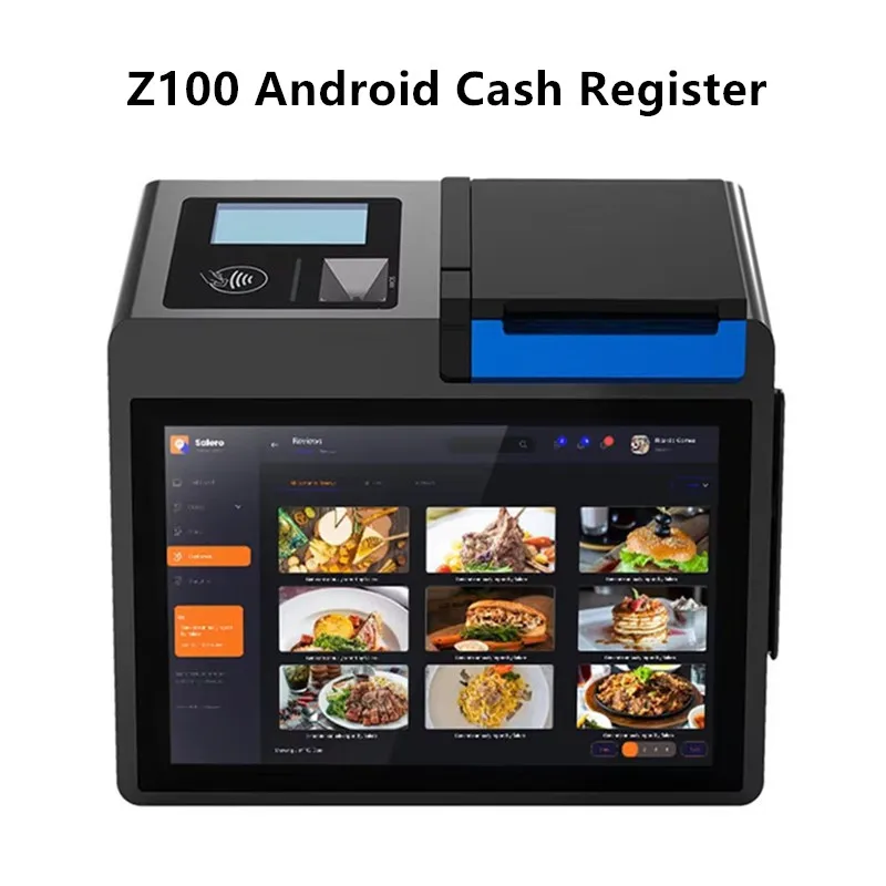 Touchscreen Android 12 Cash Register Sales Point Supermarket Small Ticket Machine POS Terminal with NFC Thermal Receipt Printer
