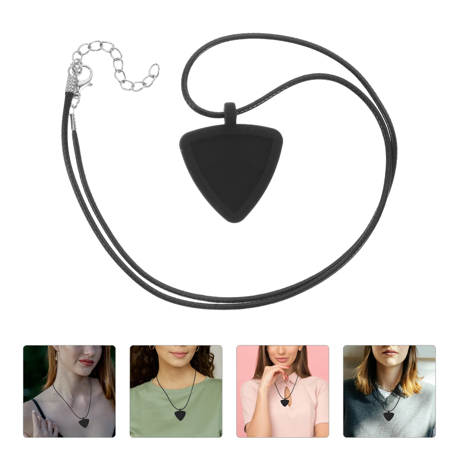 

Guitar Pick Holder Necklace Silicone Triangle Pendant Stylish Multi-Purpose Guitar Picks Storage Accessory Necklace Hanger