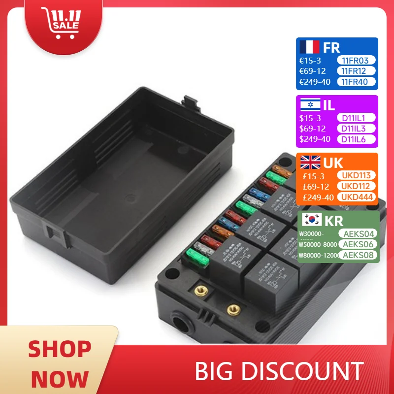 

Автомобильный блок предохранителей с реле, 12/15 каналов, лопасть для автомобиля, морской центральный электрический блок, многоканальный универсальный двигатель