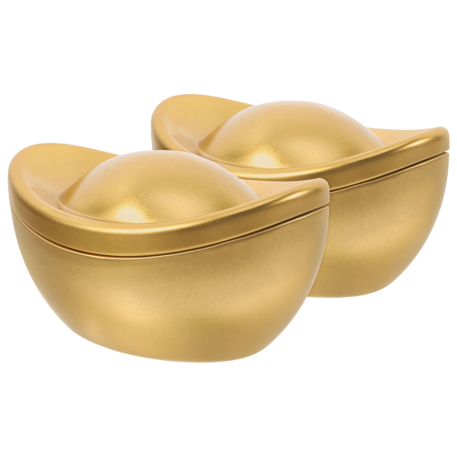 

2 Pcs Golden Ingot Chocolate C y Boxes Durable Tinplate Smooth Surface Secure Lid Portable Snack Storage Bowls Gift Packaging